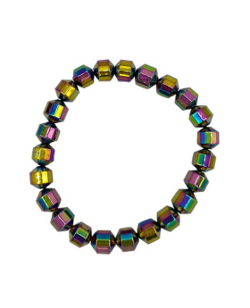 Faceted Hematite rainbow beaded elastic Bracelet 