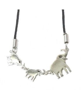 Silver Mom and Baby Elephants necklace