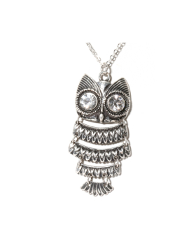 Owl with Rhinestones Necklace