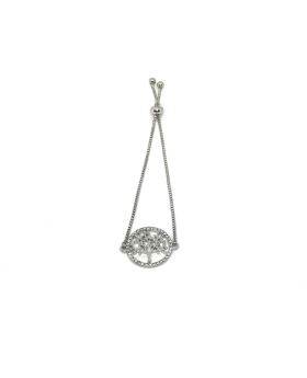 Silver Tree of Life adjustable bracelet with rhinestones