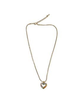 Crystal Multicolor gold Heart Pendant Necklace