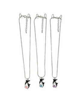 Twin Dolphins with assorted Heart Necklace