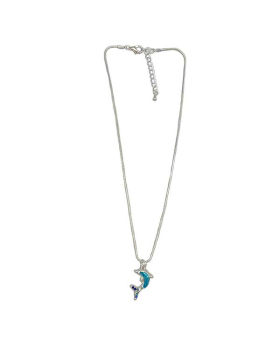 Blue Dolphin with crystal tail Necklace
