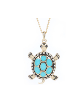 Assorted Enamel Rhinestone Turtle Necklace