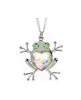 Multi Rhinestone Frog Necklace