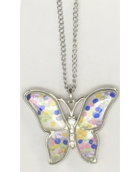 Multi Stone Rhinestone Butterfly Necklace