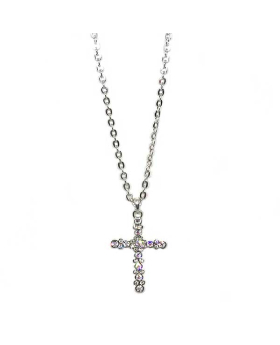 clear crystal cross necklace
