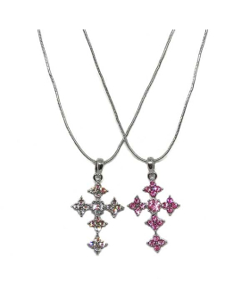 Assorted rhinestone filigree cross necklace 