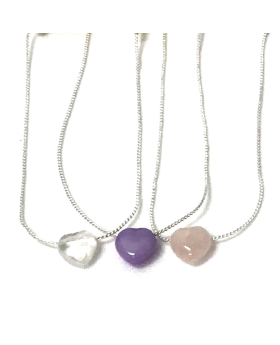 Stone heart on silver chain anklet