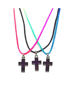 Mood Cross on assorted cord necklace