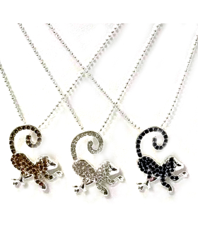 3 assorted rhinestone Monkey necklace