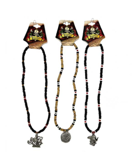 Assorted beaded Necklace with assorted Silver Pirate  Pendants