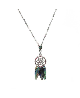 Paua Feather Dreamcatcher Necklace