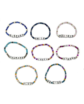 Assorted Crystal Beaded Word Bracelet