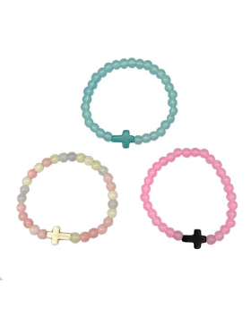 Stone bead and Cross Bracelet