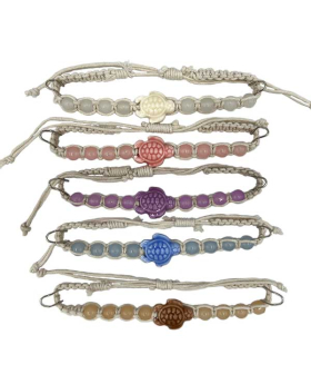 Beaded macramé Bracelet with assorted ceramic Turtle