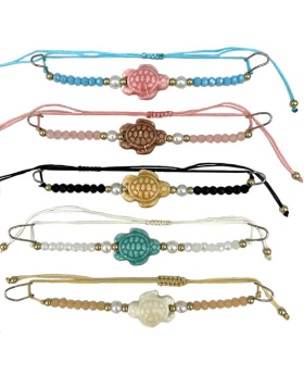 Assorted beaded Bracelet with ceramic Turtle bead