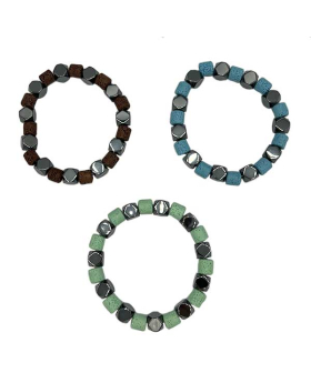 Hematite and assorted bead stretch Bracelet