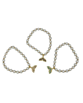 Pearl and Gold bead bracelet with Crystal Whale Tail bead assorted
