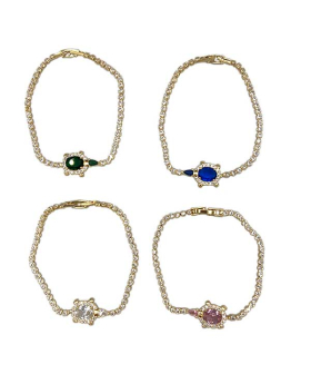 Gold and rhinestone Bracelet with Rhinestone Turtle assorted