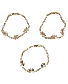 Gold Rhinestone Bracelet with Crystal Butterfly's assorted