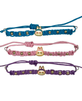 Enamel Bunny Head on macrame Bracelet assorted