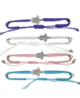 Clear Crystal Turtle bead on Macrame Bracelet assorted