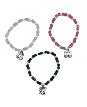 Pearl and bead Bracelet with Route 66 charm