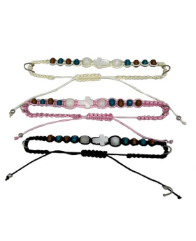 Macrame Bracelet with White Cross Bead assorted