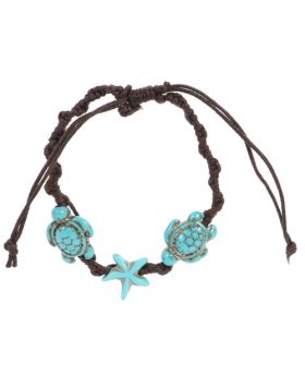 Sealife Trio Turquoise Charm Woven Bracelet
