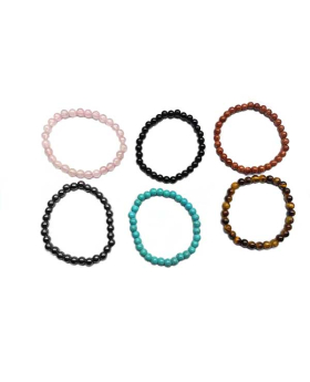 Assorted 6mm Stone bead stretch Bracelet