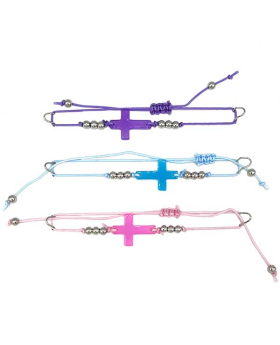 Assorted Pink, Blue, Purple Cross Bracelet