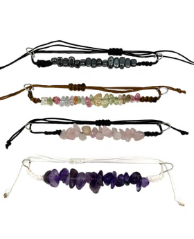 Assorted Genuine Stone on adjustable string Bracelet