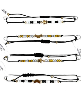 Assorted Heart and Moon Bead Bracelets
