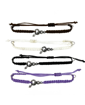 Silver Snake on assorted adjustable macrame bracelet
