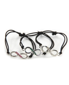 Assorted Rhinestone Silvertone Infinity Bracelet