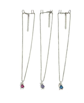 Two Dolphins surrounding Crystal Heart pendant on silver chain Necklace