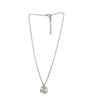 Dolphins on round pendant with blue crystals Necklace