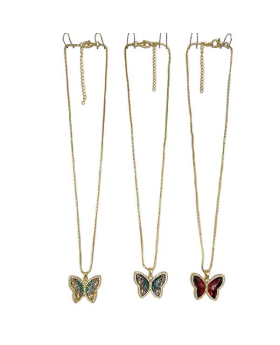 Sparkle and Crystal Butterfly on gold chain Necklace assorted