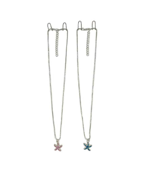 Silver chain with assorted enamel sparkle Starfish charm