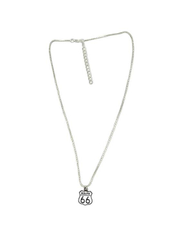 Silver chain Necklace with Route 66 charm