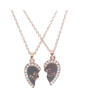 Large Rose Gold Best Friends heart necklace