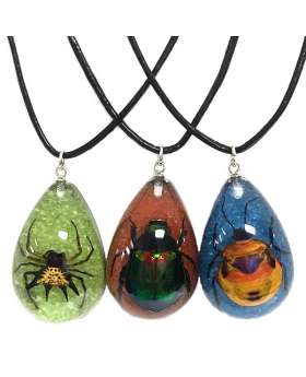 Assorted Insects in colored resin necklace