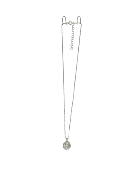 Silver Yin Yang Necklace with clear rhinestones