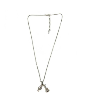 Treble Clef charm and Guitar charm on silver chain Necklace