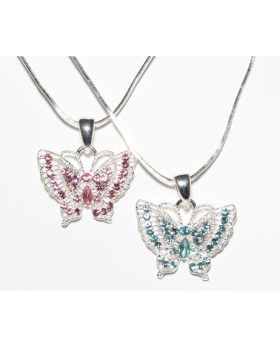 Rhinestone Butterfly Necklace on Ballchain