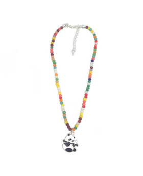Enamel PandaCharm with multi color bead  anklet