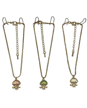 Gold chain Anklet with iridescent Jellyfish charm assorted