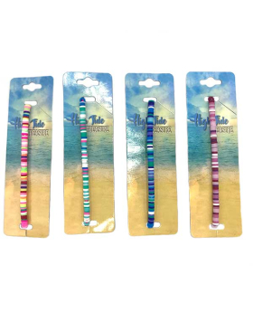 Assorted bright multi color Fimo bead adjustable Bracelet