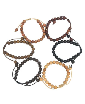 Assorted Wood Bead adjustable Bracelet
